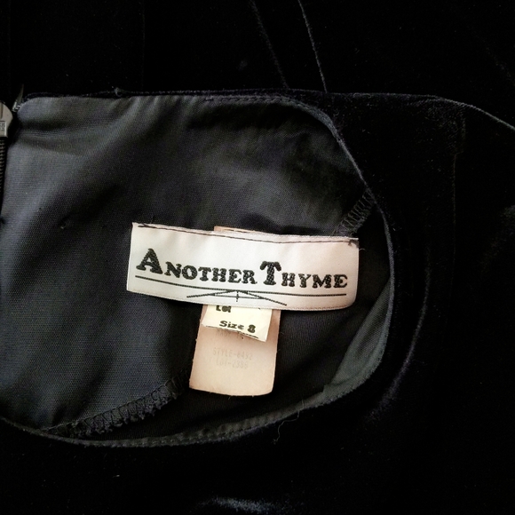 Vintage 1990s Black Velvet Crewneck Trapeze Skater Dress S M - Picture 5 of 5